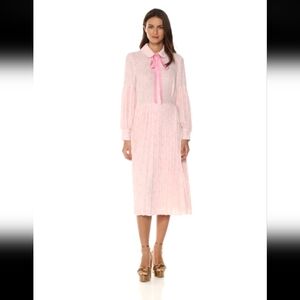 DEAR DREW The Cubist Tie Neck Pleated Dress Pink Size 12
